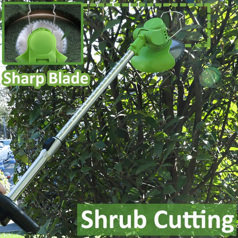 Motocoasa Electrica Profesionala ZMR 48V, 2x Acumulatori 4000mAh, 18000 RPM, Motor 1800W, Disc Metalic 15cm, 2 Cutite Otel, 5 Cutite Plastic, Brat Ajustabil 90-120cm, Cap Rotativ 90°, Autonomie 4h, In [13]