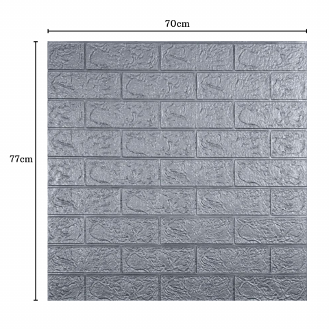 Set 10 Panouri Decorative Autoadezive 3D ZMR, 70x77 cm, Design 'Caramida Gri', Grosime 3 mm, Material PVC, Acoperire: 5,4 mp – Modern si Usor de Aplicat, Perfect pentru Spatii cu Aspect Industrial [1]