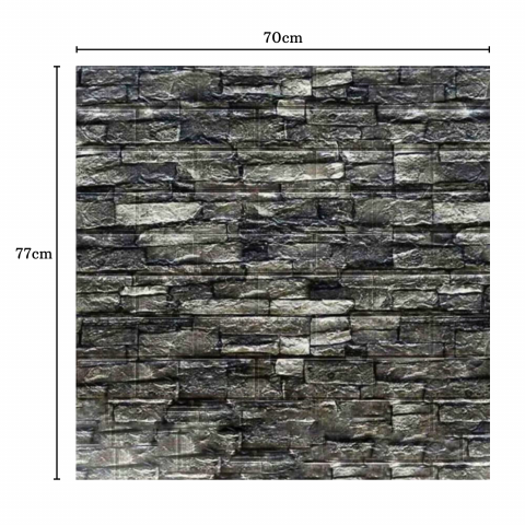 Set 10 Panouri Decorative Autoadezive 3D ZMR, 70x77 cm, Textura 'Piatra Naturala Intunecata', Grosime 3 mm, Material PVC Rezistent, Acoperire: 5,4 mp – Potrivit pentru Spatii cu Design Industrial [1]