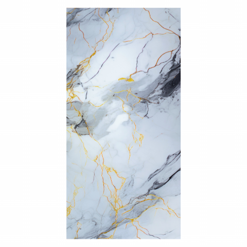 Set 10 Placi Imitatie Marmura Autoadezive ZMR, 30x60 cm, Model 'Crapaturi Aurii', Grosime 2 mm, Material PVC Impermeabil, Acoperire: 1, 8 mp – Design Luxos cu Detalii Aurii [2]