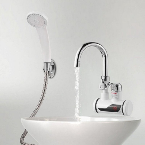 Robinet Electric Instant cu Dus, Apa Calda 30-60°C, 3000W, Afisaj LED, Pipa Rotativa 360°, Debit 1.5-2L/min, Economie de Energie, Montaj Simplu, Ideal pentru Bucatarie, Baie, Case de Vacanta [3]