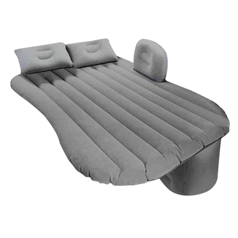 Import EmagMarketplace - Saltea Auto Gonflabila ZMR pentru Bancheta Masinii, 75x125 cm, cu 2 Perne Incluse si Pompa Electrica, Design Ergonomic, Material PVC Rezistent, Impermeabil, Culoare Gri