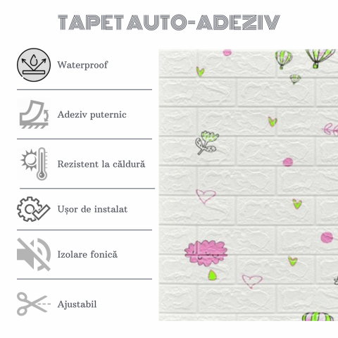 Set 10 Panouri Decorative Autoadezive 3D ZMR, 70x77 cm, Model 'Cer Jucaus', Grosime 3 mm, Material PVC Rezistent, Acoperire: 5,4 mp – Design Artistic cu Elemente Desenate [1]
