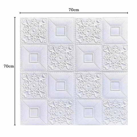 Set 10 Panouri Decorative Autoadezive 3D ZMR, 70x77 cm, Model 'Floral Alb in Relief', Grosime 3 mm, Material PVC Rezistent, Acoperire: 5,4 mp – Ideal pentru Tavane si Pereti din Dormitoare sau Saloane [2]