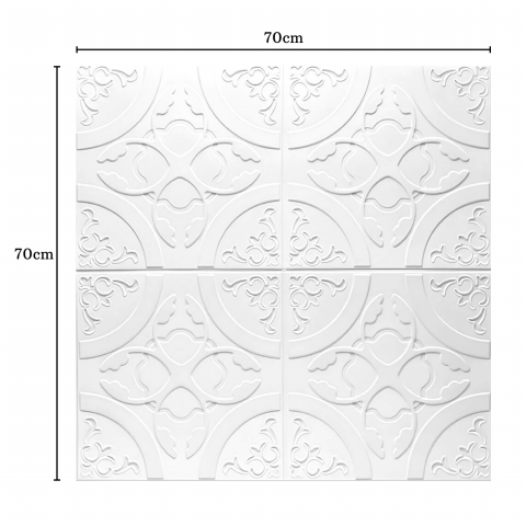 Set 10 Panouri Decorative Autoadezive 3D ZMR, 70x77 cm, Model 'Floral Clasic Alb', Grosime 3 mm, Material PVC Rezistent la Apa, Acoperire: 5,4 mp – Decoruri Clasice pentru Spatii Moderne [2]