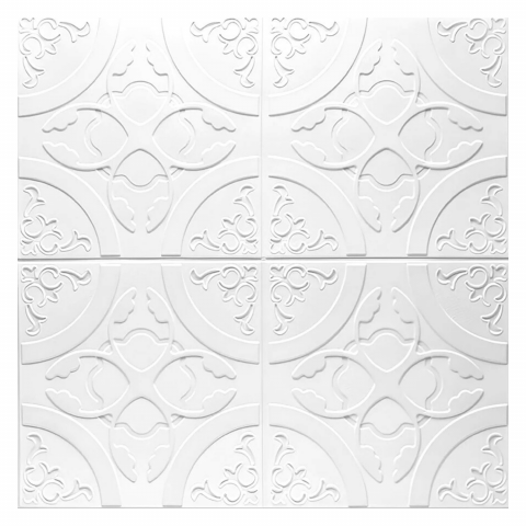 Set 10 Panouri Decorative Autoadezive 3D ZMR, 70x77 cm, Model 'Floral Clasic Alb', Grosime 3 mm, Material PVC Rezistent la Apa, Acoperire: 5,4 mp – Decoruri Clasice pentru Spatii Moderne [3]
