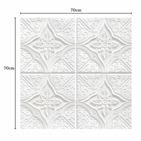 Set 10 Panouri Decorative Autoadezive 3D ZMR, 70x70 cm, Model 'Geometric Floral', Grosime 3 mm, Material PVC Rezistent la Apa, Acoperire: 4, 9 mp – Pereti Sofisticati si Delicati [2]