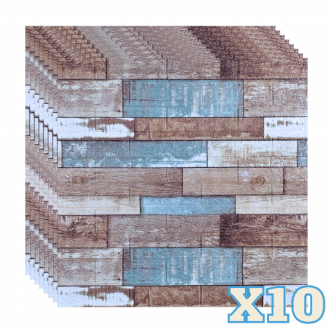 TAPET 3D AUTOADEZIV - Set 10 Panouri Decorative Autoadezive 3D ZMR, 70x77 cm, Model 'Panouri Vintage din Lemn', Grosime 3 mm, Material PVC Rezistent, Acoperire: 5,4 mp – Textura Autentica pentru Pereti Cu Personalitate