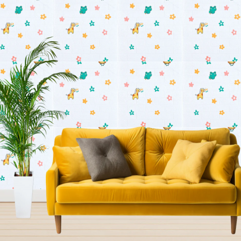 Set 10 Panouri Decorative Autoadezive 3D ZMR, 70x77 cm, Model 'Prieteni Veseli din Jungla', Grosime 3 mm, Material PVC Rezistent, Acoperire: 5,4 mp – Un Decor Plin de Culoare si Energie [5]