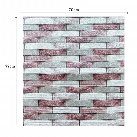 Set 10 Panouri Decorative Autoadezive 3D ZMR, 70x77 cm, Model 'Cărămidă Alb-Gri-Roz în Relief' [1]