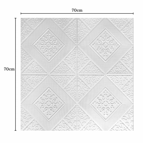 Set 10 Panouri Decorative Autoadezive 3D ZMR, 70x70 cm, Model 'Diamant Alb', Grosime 3 mm, Material PVC Rezistent la Apa, Acoperire: 4, 9 mp – Decoratiuni Geometrice pentru Spatii Stilate [1]
