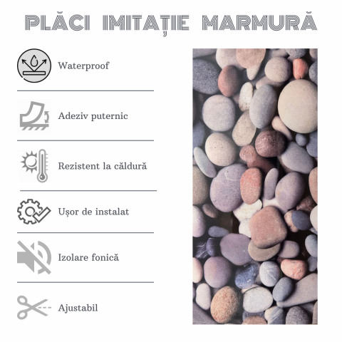 Set 10 Plăci Decor Autoadezive ZMR, 30x60 cm, Model 'Răgaz Printre Pietre', PVC Impermeabil, Grosime 2 mm, Acoperire: 1,8 mp – Perfect pentru Design Modern și Natural - ZMR [3]