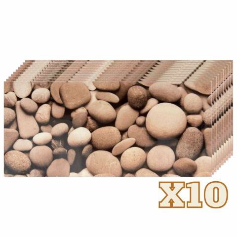 Placi Imitatie Marmura Autoadezive - Set 10 Placi Imitatie Marmura Autoadezive ZMR, 30x60 cm, Design 'Pietricele Naturale', Grosime 2 mm, Material PVC Rezistent la Apa, Acoperire: 1,8 mp – Ideale pentru Zonele de Accent din Living sau Sp