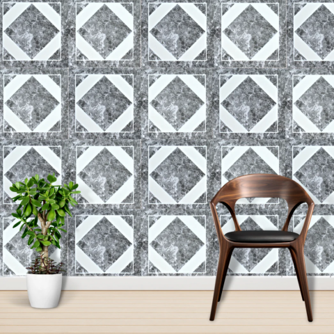 Set 10 Plăci Imitatie Marmură Autoadezive ZMR, 30x60 cm, Model 'Geometric Royal', Grosime 2 mm, Material PVC Impermeabil, Acoperire: 1,8 mp – Pentru Interioare Distincte și Elegante - ZMR [4]