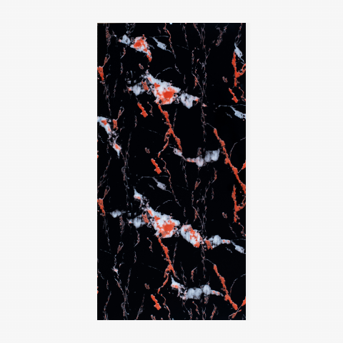 Set 10 Placi Imitatie Marmura Autoadezive ZMR, 30x60 cm, Model 'Focul Nocturn', Grosime 2 mm, Material PVC Impermeabil, Acoperire: 1, 8 mp – Tonuri Dramatic de Negru si Rosu [1]