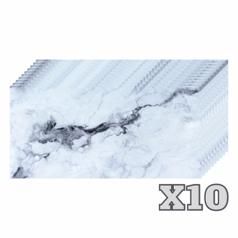 Placi Imitatie Marmura Autoadezive - Set 10 Placi Imitatie Marmura Autoadezive ZMR, 30x60 cm, Model 'Reflexii de Gheata', Grosime 2 mm, Material PVC Impermeabil, Acoperire: 1, 8 mp – Eleganta Minimalista pentru Spatii Modern