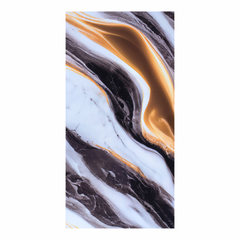 Set 10 Placi Imitatie Marmura Autoadezive ZMR, 30x60 cm, Model 'Valurile Soarelui', Grosime 2 mm, Material PVC Impermeabil, Acoperire: 1, 8 mp – Accente Aurii pentru Interioare Luminoase [2]