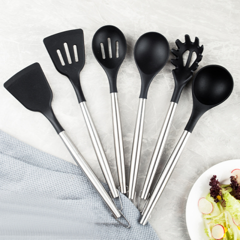 Set 20 Piese Ustensile de Bucatarie si Cutite ZMR® cu Suport Elegant, Tocator, Ustensile din Silicon Rezistente la Caldura, Cutite din Otel Inoxidabil, Accesorii pentru Gatit si Copt, Foarfeca, Razato [1]