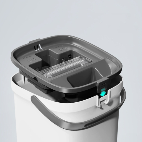 Set Mop Profesional ZMR cu Galeata si 2 Lavete din Microfibra, Functie de Autostoarcere, 360° Rotatie, Plastic si Metal Rezistent, Ideal pentru Podele din Lemn, Gresie si Linoleum, Culoare Alb [10]