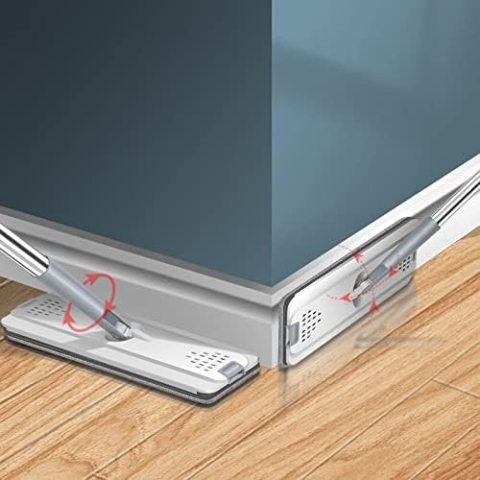 Set Mop Profesional ZMR cu Galeata si 2 Lavete din Microfibra, Functie de Autostoarcere, 360° Rotatie, Plastic si Metal Rezistent, Ideal pentru Podele din Lemn, Gresie si Linoleum, Culoare Alb [13]