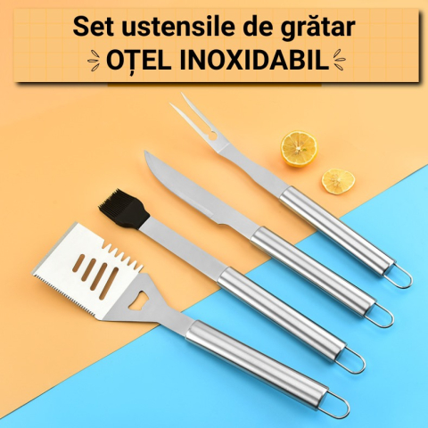 Set ustensile gratar ZMR 26 piese din otel inoxidabil premium cu geanta aluminiu 43x27x8cm – accesorii BBQ profesionale pentru picnic, camping si gatit in aer liber, rezistente la rugina, sigure, usor [1]