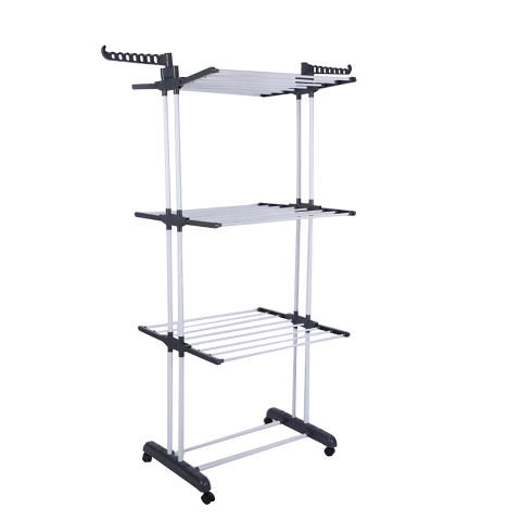 Uscator Vertical ZMR, Pliabil, 3 Niveluri de Uscare, 35m Spatiu de Uscare, Cadru Metalic + ABS, Suport Umerase, 4 Roti Blocabile, Negru [1]