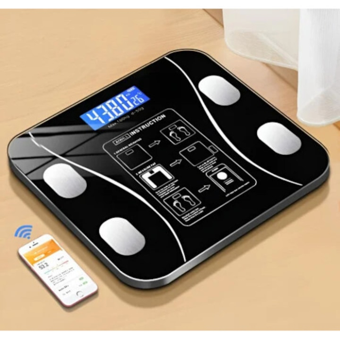 antar inteligent de diagnostic corporal ZoePRO COOL, incarcare USB Conexiune Bluetooth la App Pentru Fitness, Intervalul de cantarire 0, 2-180 kg, Detectarea temperaturii, Sticla securizata, Neagra  3 [6]