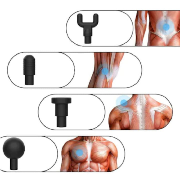 Aparat masaj intens pentru dureri musculare reumatice , anticelulitic, facial gun, 4 capete, 6 trepte de intensitate, negru [4]