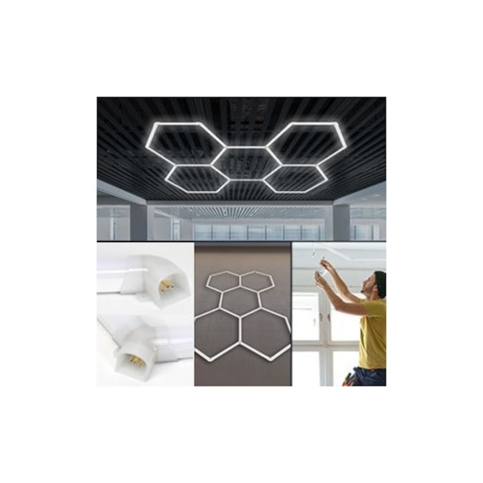 Aplica LED Hexagon HoneyComb, 5 Hexagoane Tavan/Perete ZoePRO COOL 2.34x1.66m [2]