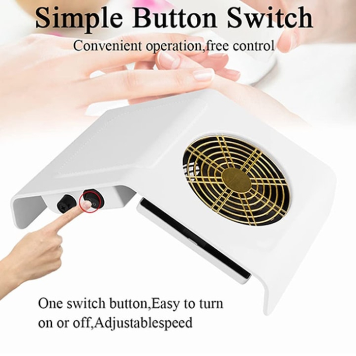 Aspirator unghii profesional, Rqiurpn, 40W, cu suport pentru brate din piele, Alb [4]