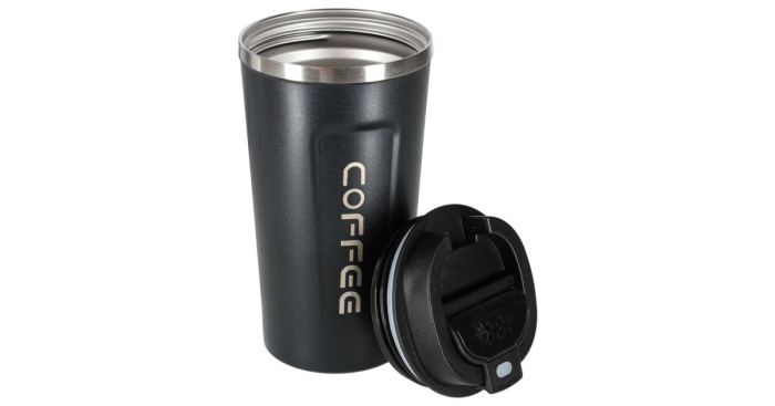 Cana termoizolanta pentru cafea, din otel inoxidabil, cu structura dubla si capac, rezistenta la rugina si etansa, potrivita pentru cafea, ceai, ciocolata calda, lapte etc., 510 ml, negru [2]