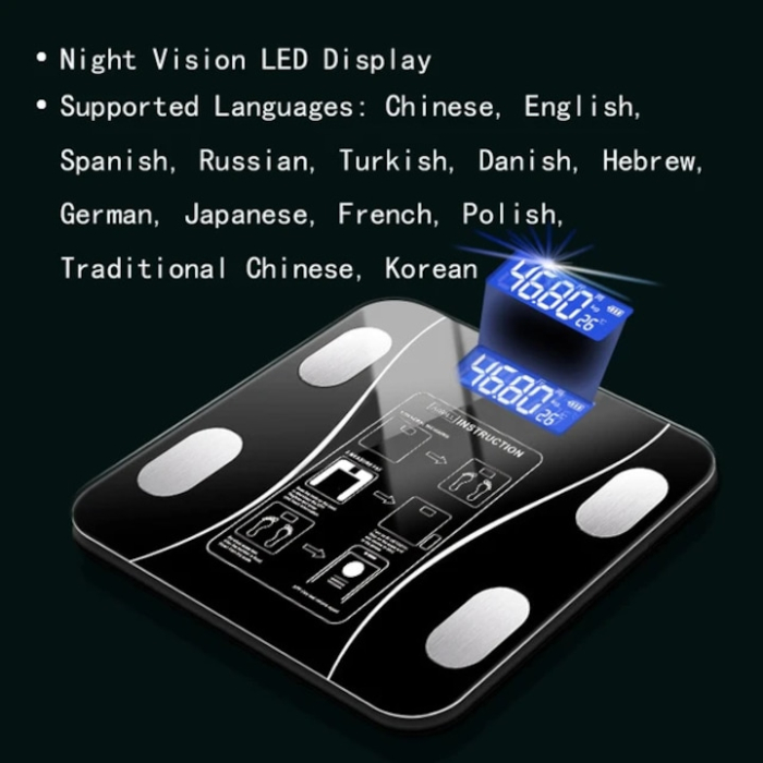 Cantar Corporal Inteligent, Electronic, De Diagnostic Corporal, Aplicatie Pentru Fitness Tracking, Conectare Bluetooth, Din Sticla Securizata, Antialunecare, Ecran LCD, Design Inovator, Interval Canta [3]