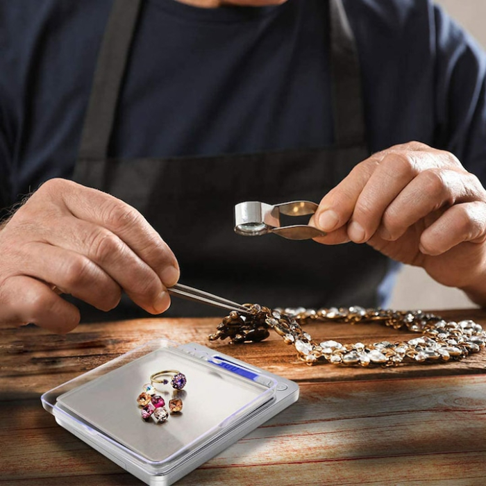 Cantar digital, Display LCD, 2x AAA, Otel/Plastic, Precizie 0.01 g, 12.7x10.6x1.9 cm, Argintiu [5]