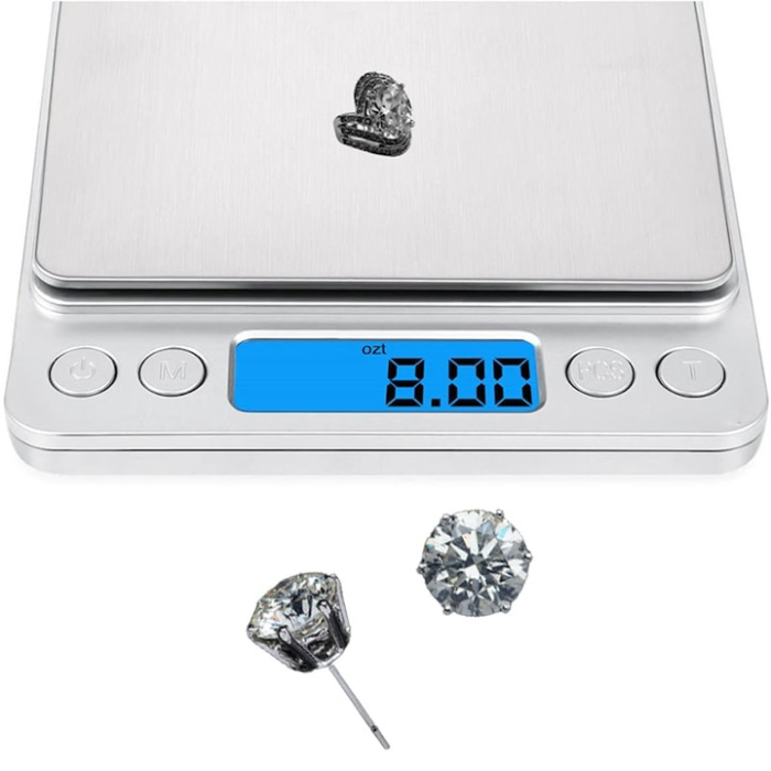 Cantar digital, Display LCD, 2x AAA, Otel/Plastic, Precizie 0.01 g, 12.7x10.6x1.9 cm, Argintiu [4]