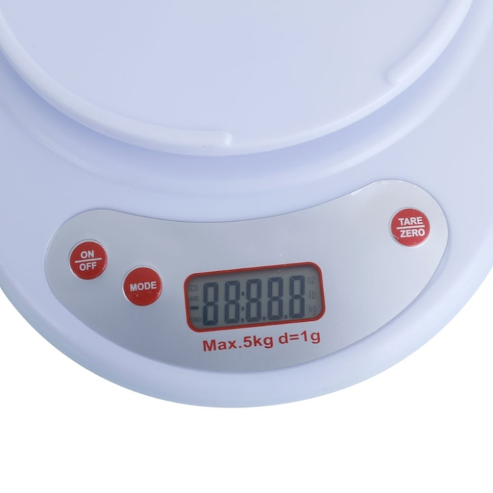 Cantar pentru bucatarie, bol inclus, greutate maxima 5 Kg, display LCD, inchidere automata, alb [4]