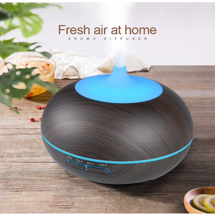 Difuzor aromaterapie cu ultrasunete si lumina LED 7 culori, 550 ml, wenge [2]