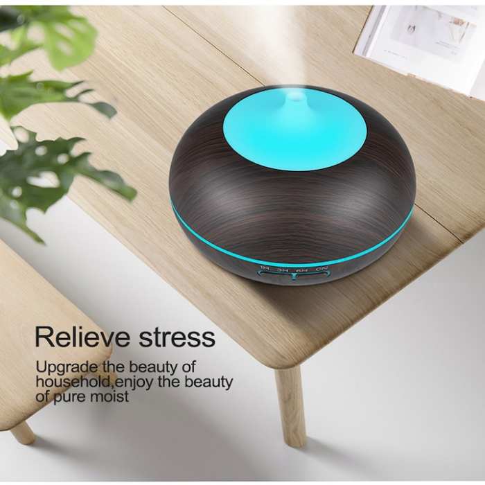 Difuzor aromaterapie cu ultrasunete si lumina LED 7 culori, 550 ml, wenge [3]