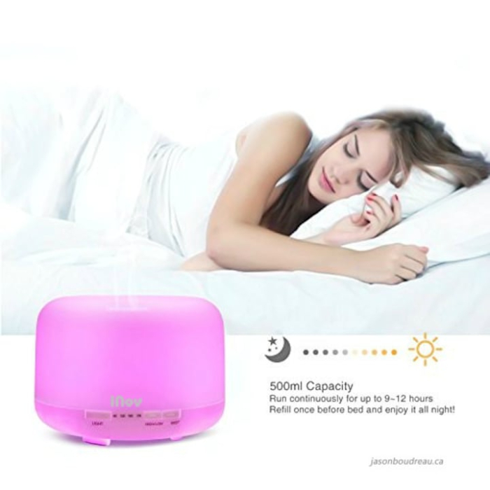 Difuzor Aromaterapie cu ultrasunete si Umidificator cu led, Lampa de veghe, silentios, 500 ml, programabil, Alb [4]