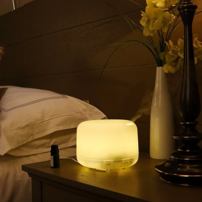 Difuzor Aromaterapie Faintec, Pentru Purificarea Aerului, Cu 7 culori LED, 300ml, Silentios, Alb [4]