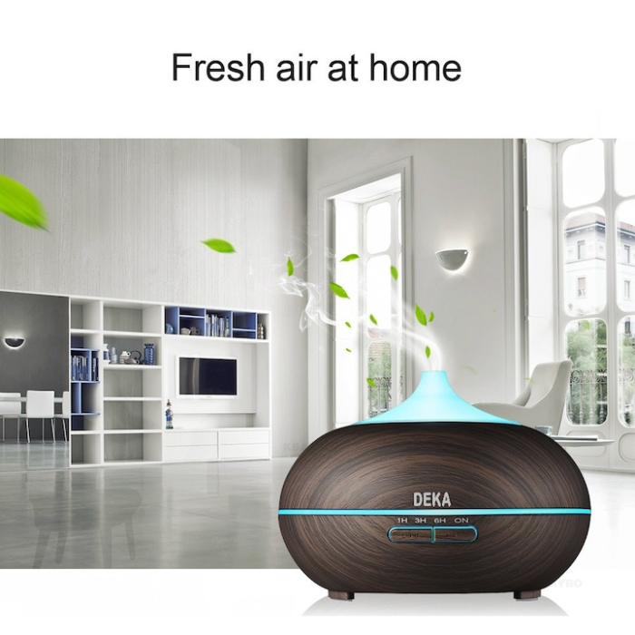 Difuzor Aromaterapie/Umidificator cu ultrasunete, DEKA AD-02 cu Telecomanda, LED 7 culori, silentios, 550 ml, autonomie 18 ore, temporizator, Stejar inchis [5]