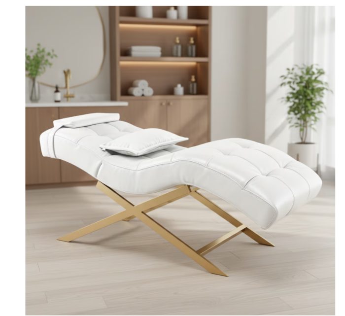 Fotoliu de relaxare, ZoePRO COOL, canapea cosmetica, perne suplimentare, alb, 180x70cm [3]