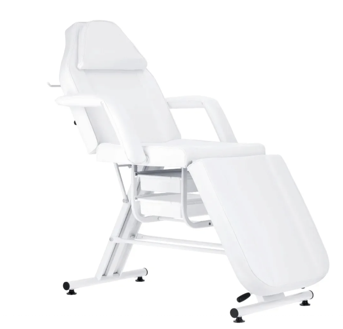 Fotoliu-Pat cosmetic cu sertare - extensii gene, tatuaje, epilare 183 x 72 cm Alb+Scaun [3]