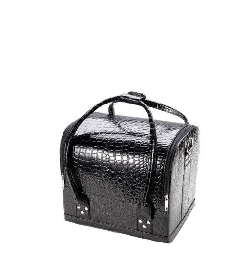 Geanta cosmetice cu organizator, aspect piele crocodil, Beauty Case [4]