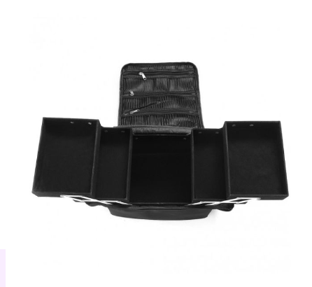 Geanta cosmetice tip valiza textila cu sertare, Negru [3]