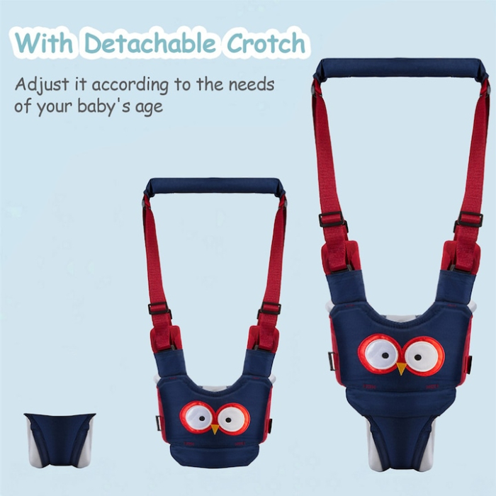 Ham bebe cu suport tip chilot detasabil, Darklove, premergator, asistare mers, Ergonomic si sigur, 7-24 luni, Unisex, Bumbac, bufnita albasru cu rosu [3]