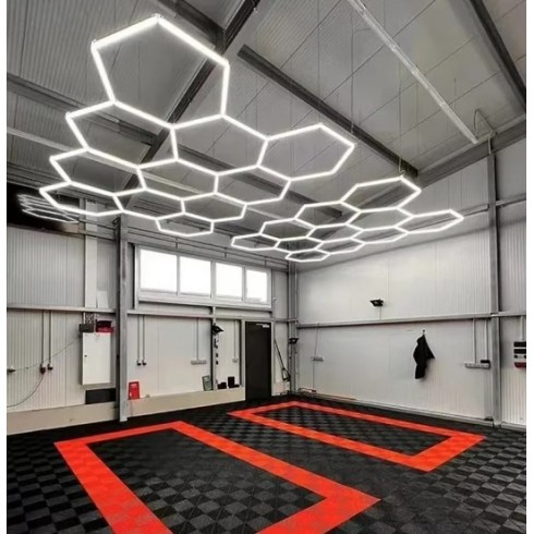 Iluminat LED Hexagon HoneyComb, 11 Hexagoane, garaj atelier barbershop 310x230cm, 368W [2]