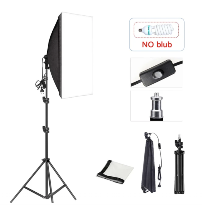 Kit suport pentru 4 becuri cu fasung E27 + softbox 40X60cm [2]