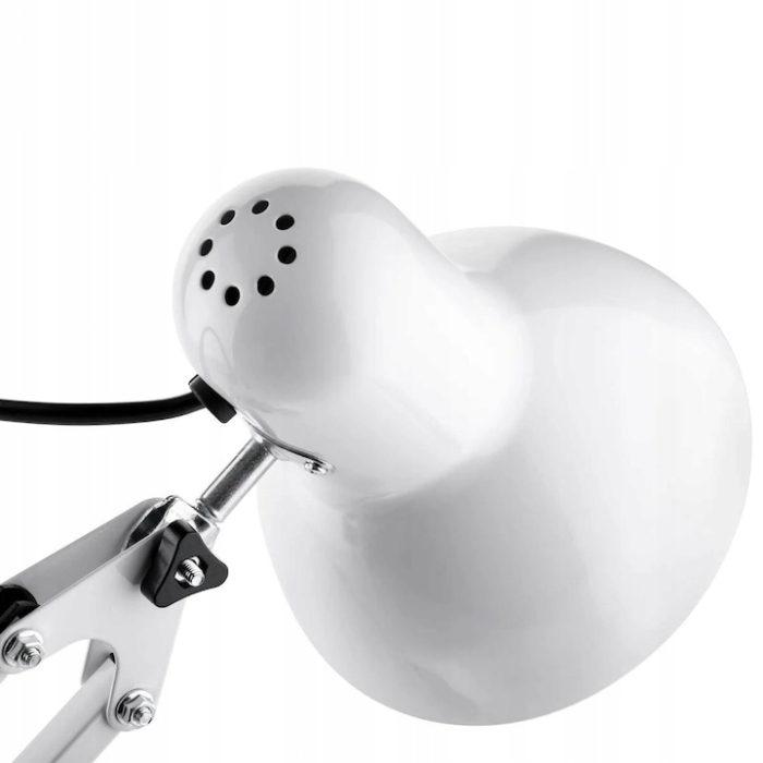 Lampa birou metalica Lewer, alba, 60cm inaltime, cu brat flexibil, E27 [4]