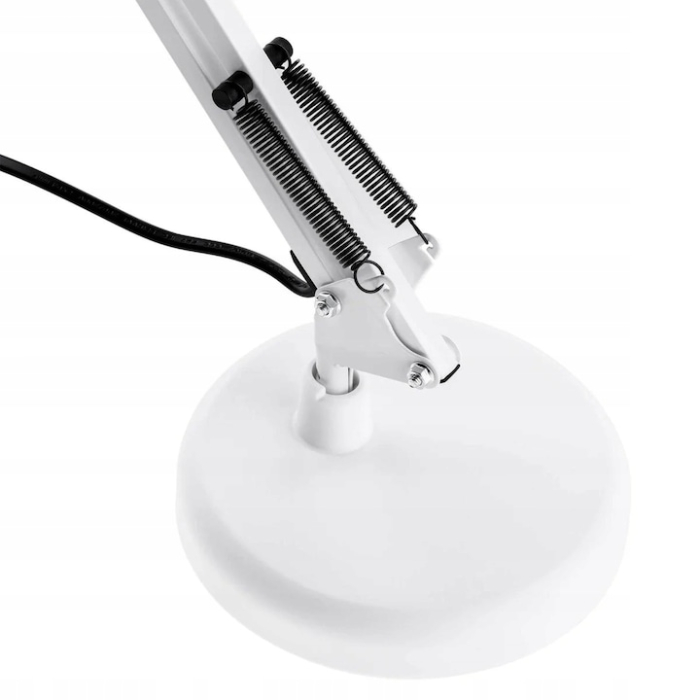 Lampa birou metalica Lewer, alba, 60cm inaltime, cu brat flexibil, E27 [5]