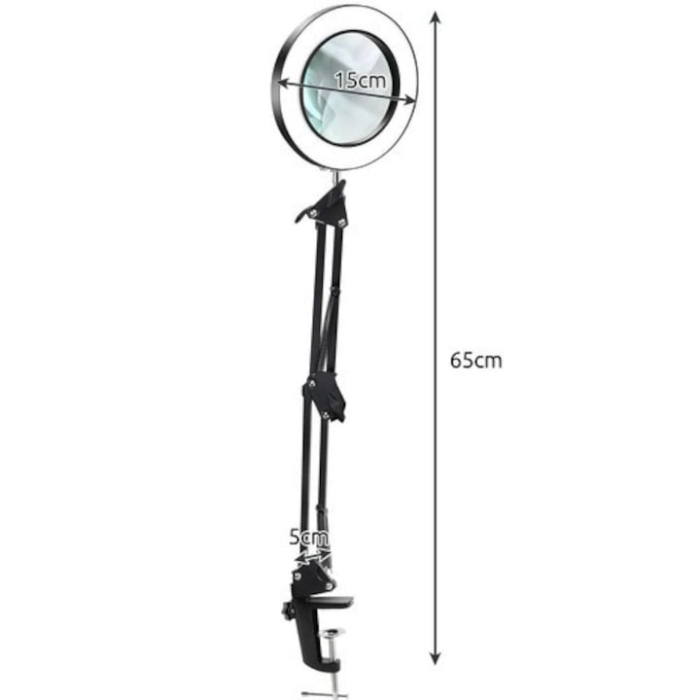 Lampa cu Lupa Izoxis, Iluminare LED, Alimentare USB, Rotunda, 10 niveluri de intensitate a luminii, culoare lumina rece, neutra, calda, 65 x 15 x 5 cm, culoare negru [2]